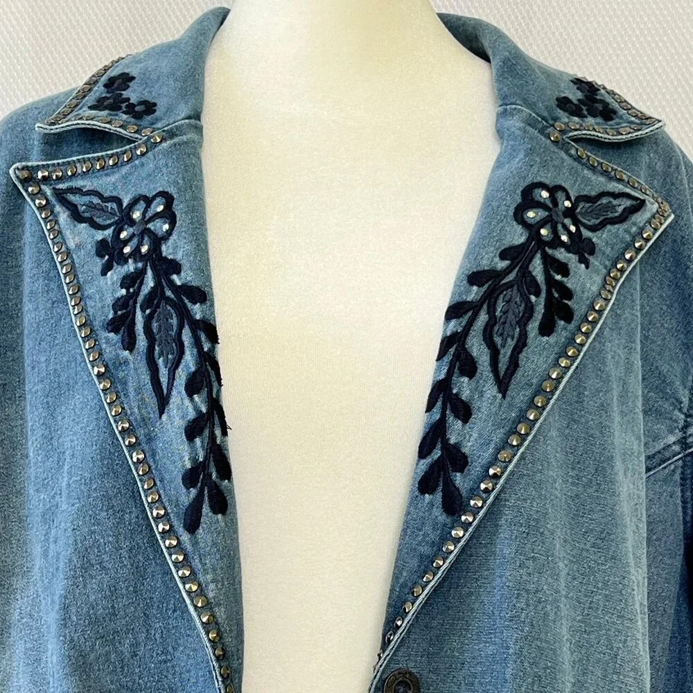 DG2 Diane Gilman Light-wash Women's Denim Blazer - Picture 3 of 16